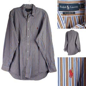 Polo Ralph Lauren Shirt Oxford Mens Large Multicolor Stripe LS Button Down